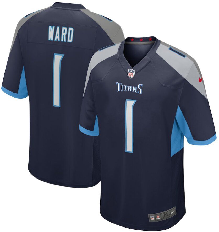 Men Tennessee Titans #1 Cameron Ward Navy Blue 2025 NFL Draft First Round Pick Nike  Game Jersey